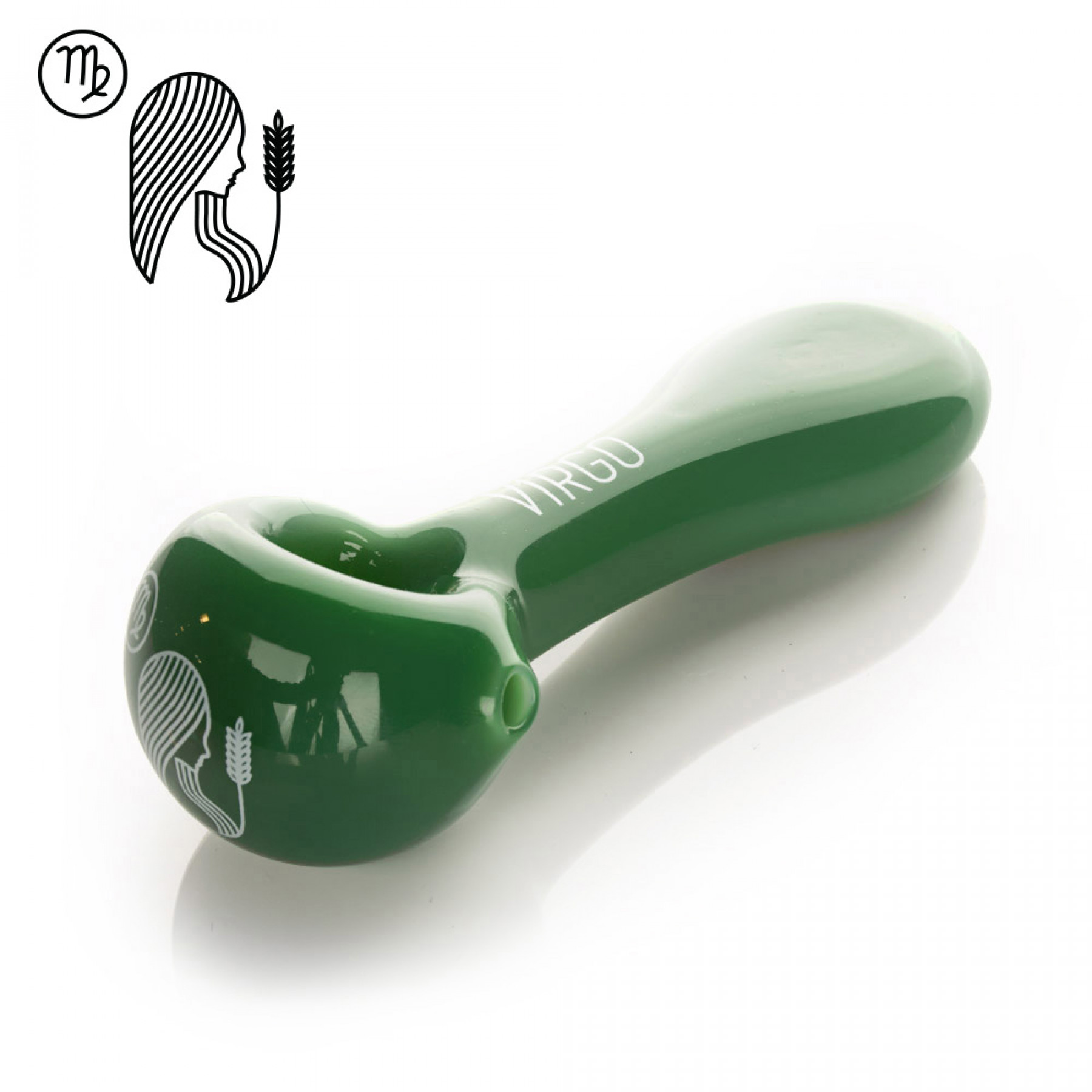 Photograph of product: Red Eye Glass 4.5" Jade Green Virgo Spoon Hand Pipe w/Flat Mouthpiece