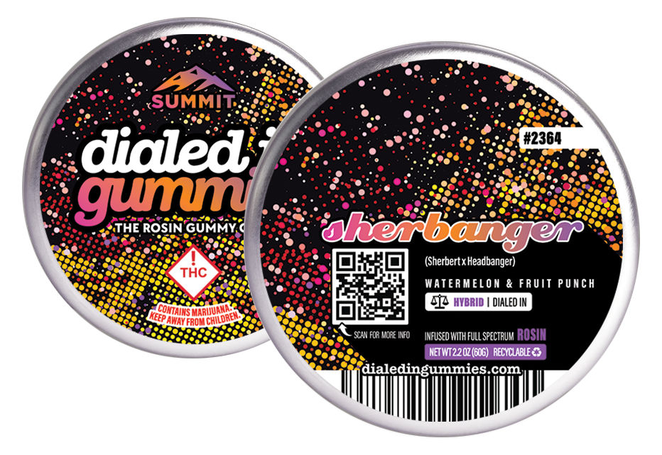 Photograph of product: Dialed In Sherbanger (H) Gummies 100mg