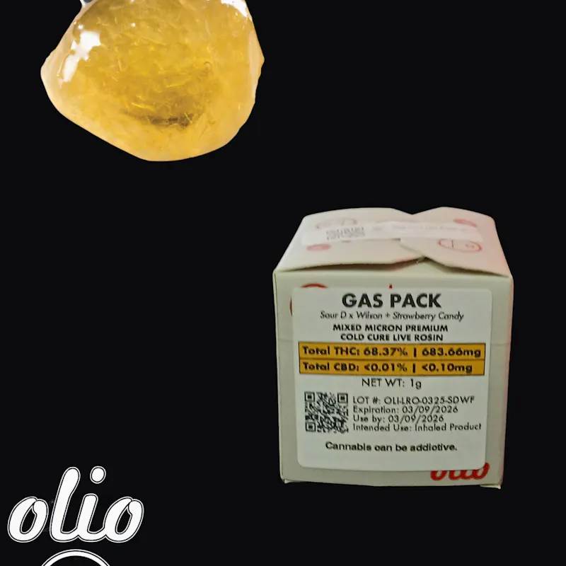 Photograph of product: Olio | Gas Pack | Live Rosin Cold Cure | 1g