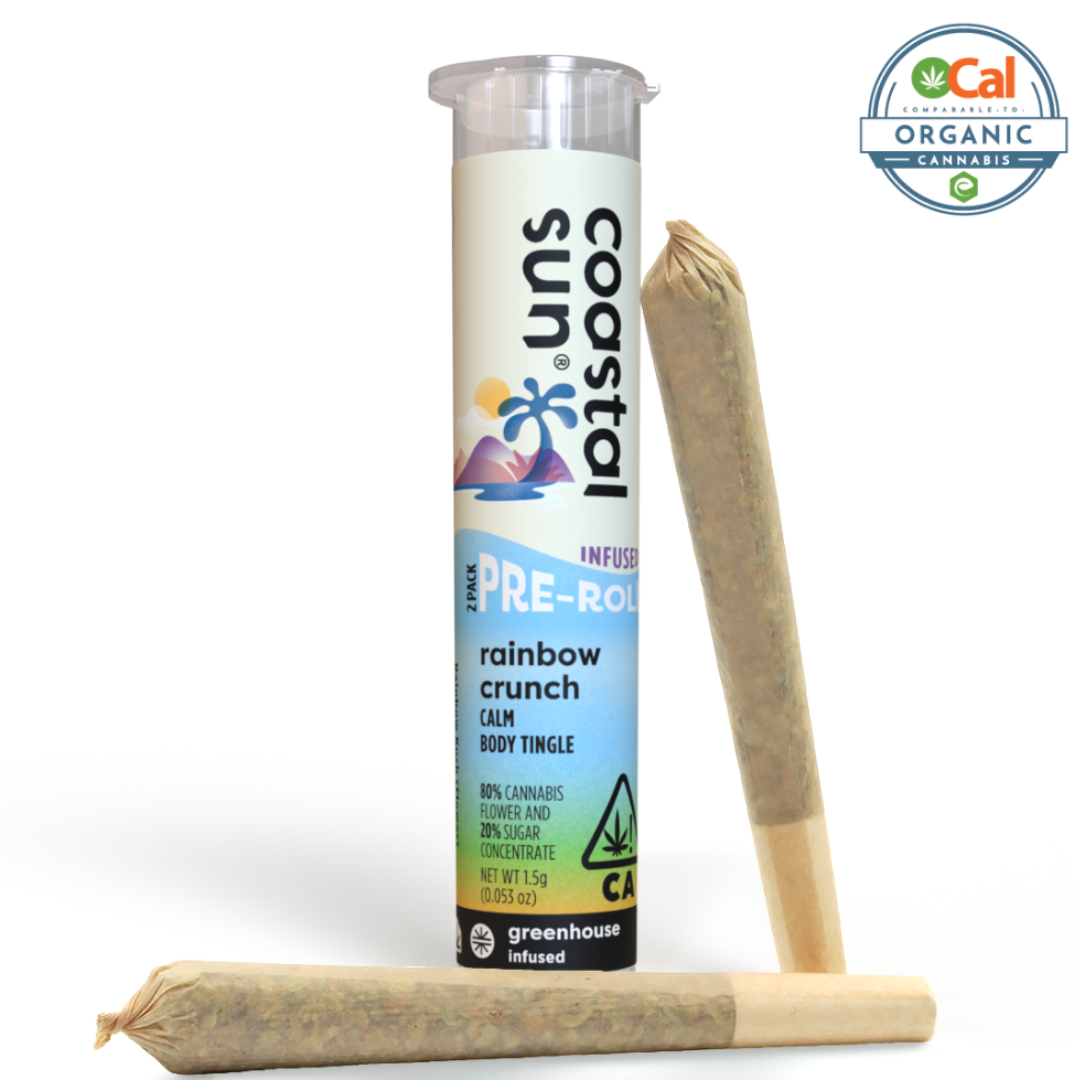 Photograph of product: Rainbow Crunch (H) INFUSED PREROLLS 2pk - Coastal Sun