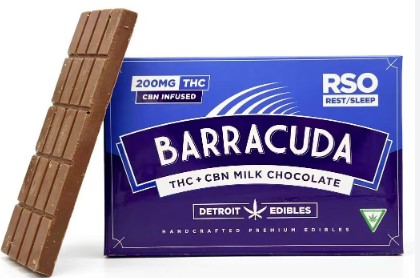 Photograph of product: Detroit Edible Barracuda Bar Milk Chocolate RSO Rest 200mg/50mg CBN