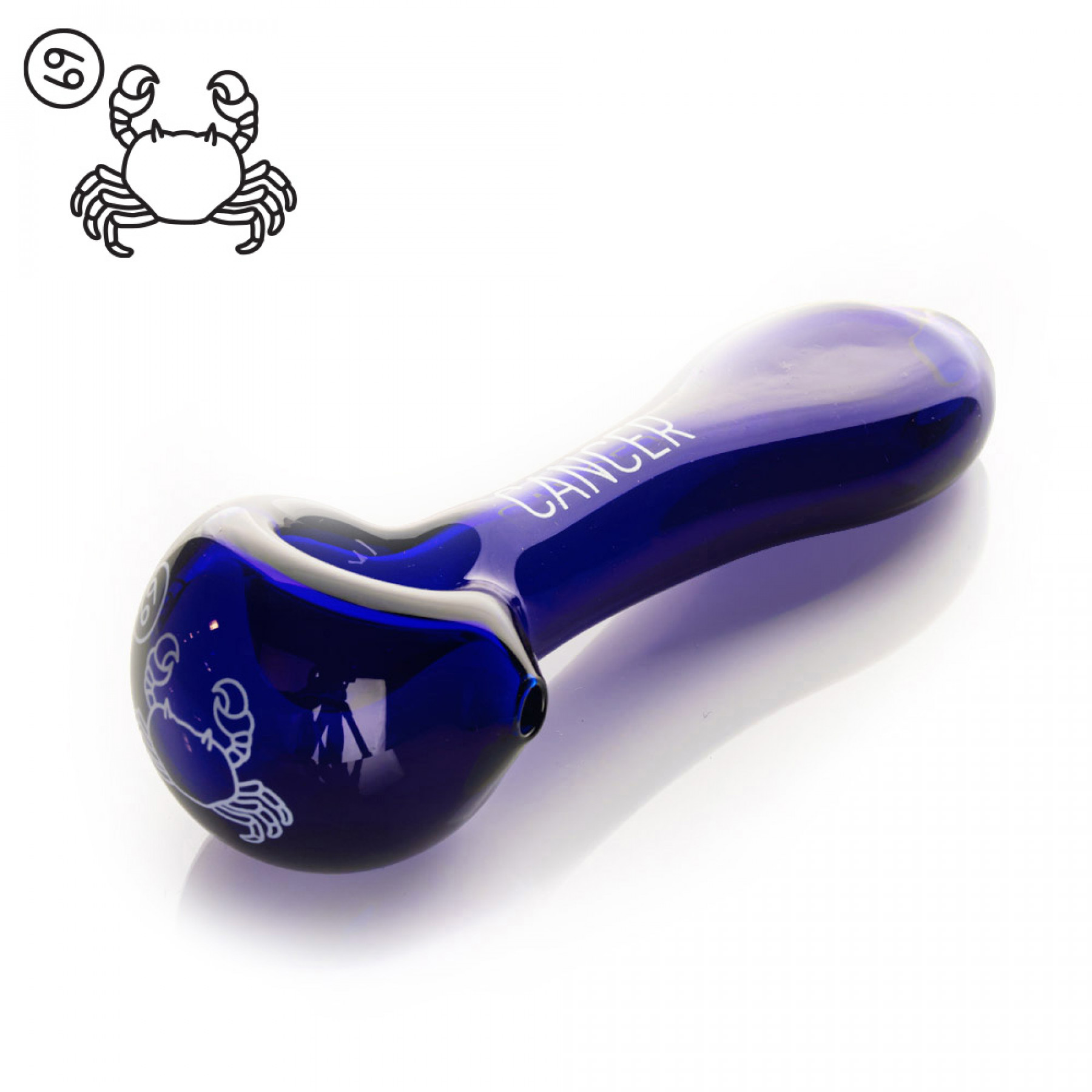 Photograph of product: Red Eye Glass 4.5" Blue Cancer Spoon Hand Pipe w/Flat Mouthpiece