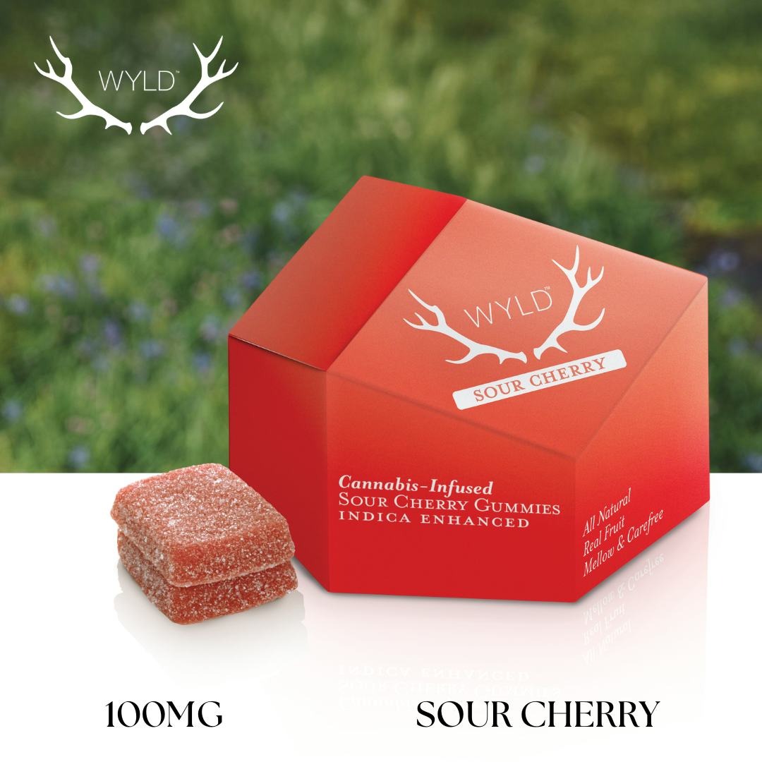 Photograph of product: Wyld Sour Cherry Gummies | Oui'd | 10 Pack 100mg TH-oui