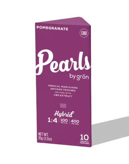 Photograph of product: 10ct/50mg Pearls Troches [1:4 TH-oui:CBD] (Pomegranate)