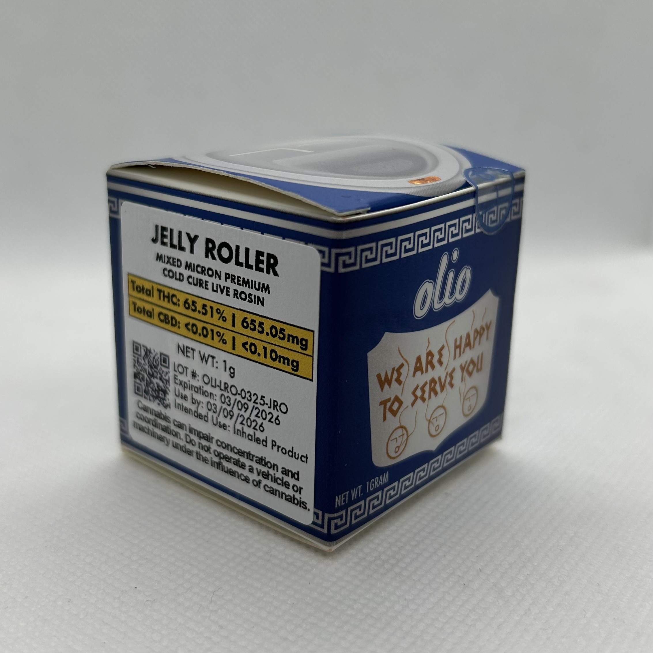 Photograph of product: Olio | 1g Cold Cure Live Rosin | Jelly Roller