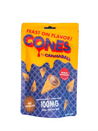 Photograph of product: Cannabals | Cones | 10mg, 100mg per pack | Milk Chocolate