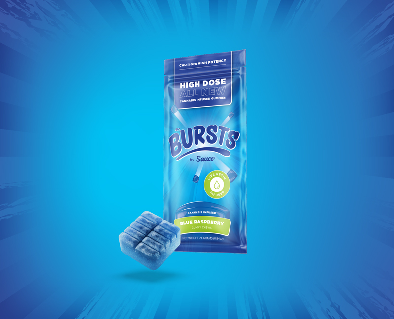 Photograph of product: Sauce Grab-N-Go Gummies 200mg Blue Raspberry