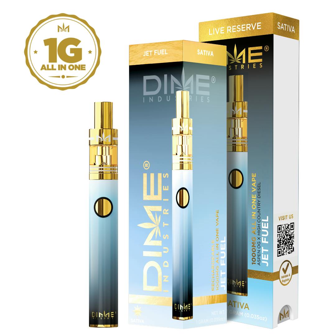 Photograph of product: Dime Industries | Jet Fuel | Live Reserve All-In-One Rechargeable Vape | 1g