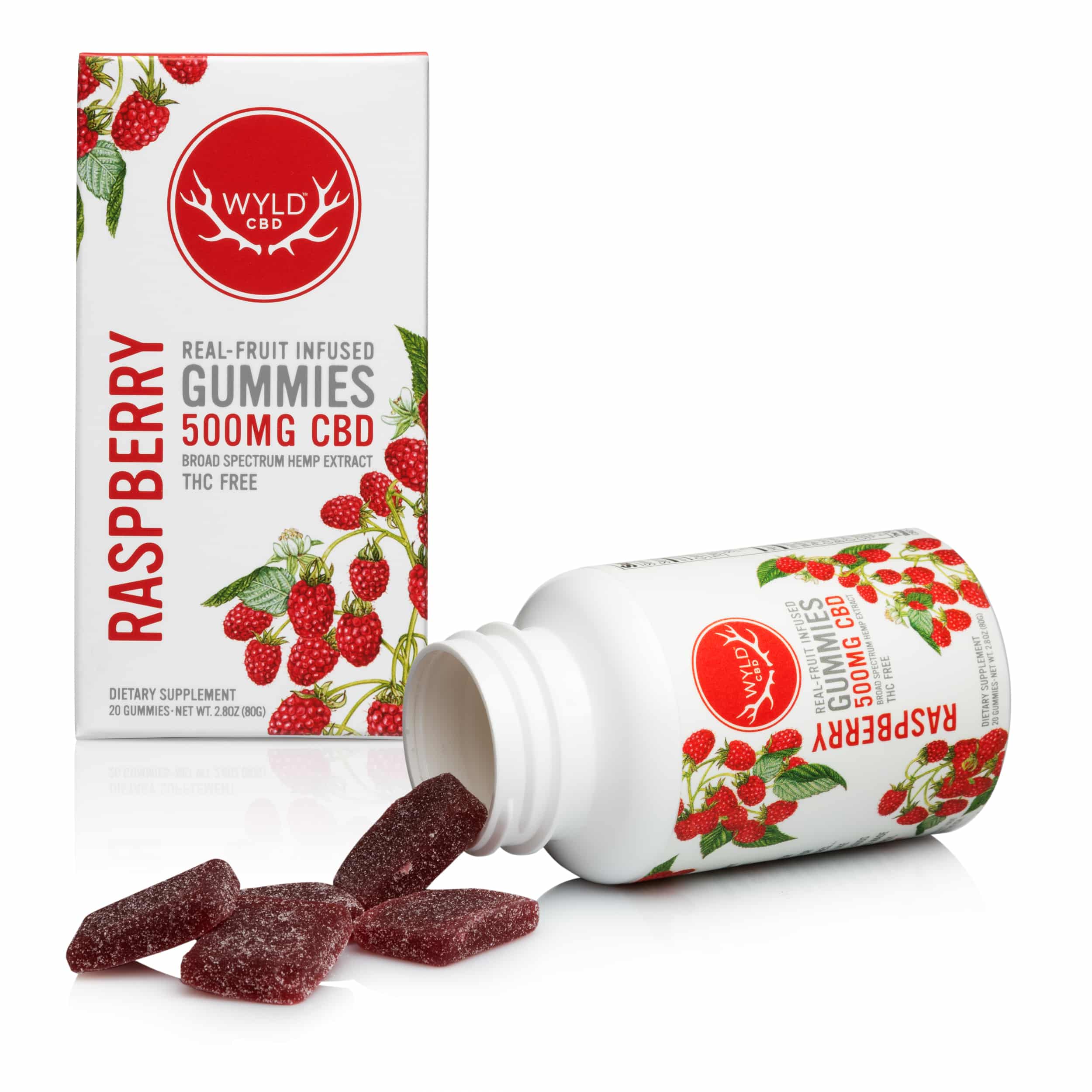 Photograph of product: Hemp Gummies | Raspberry | 20 Pieces x 25mg