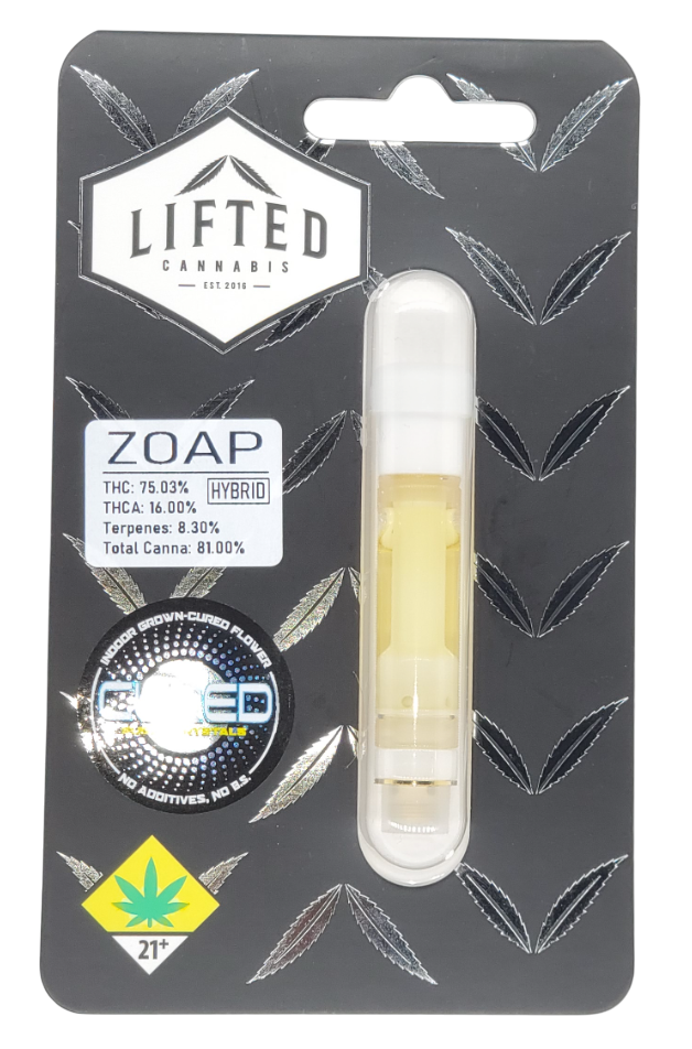 Photograph of product: Lifted VAPE Zoap Cured Cart 1g