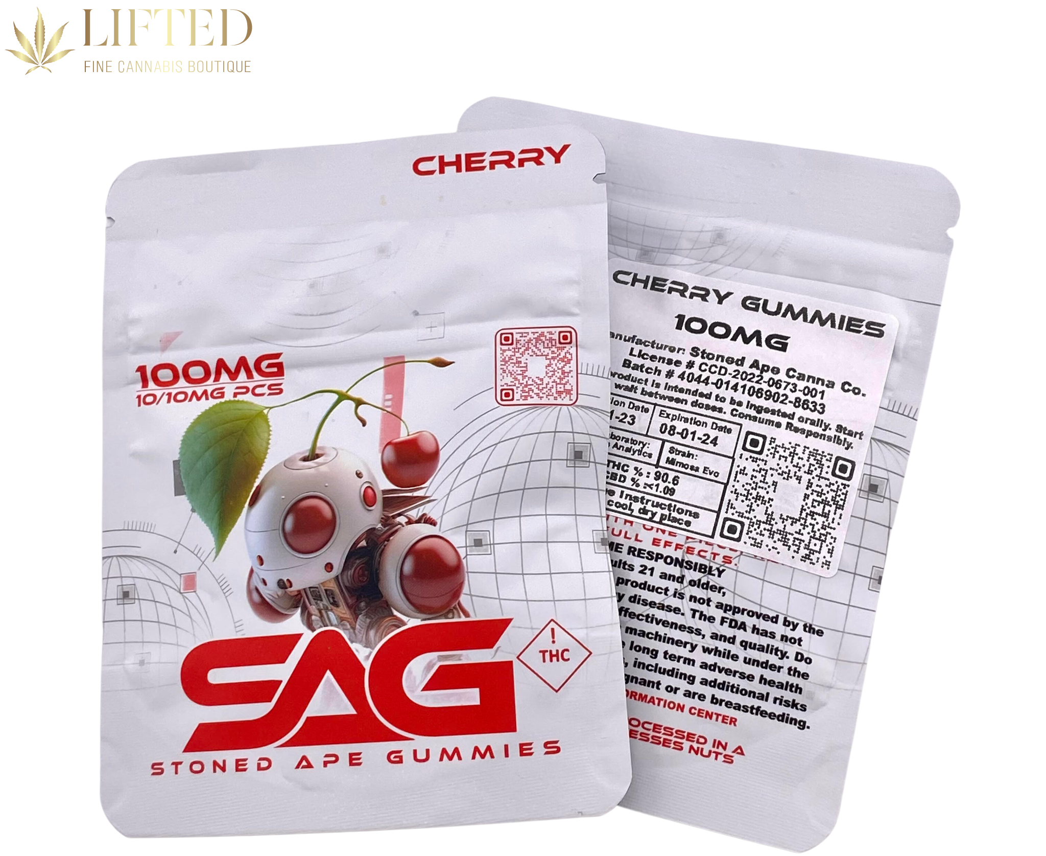 Photograph of product: STONED APE 100MG GUMMIES-CHERRY
