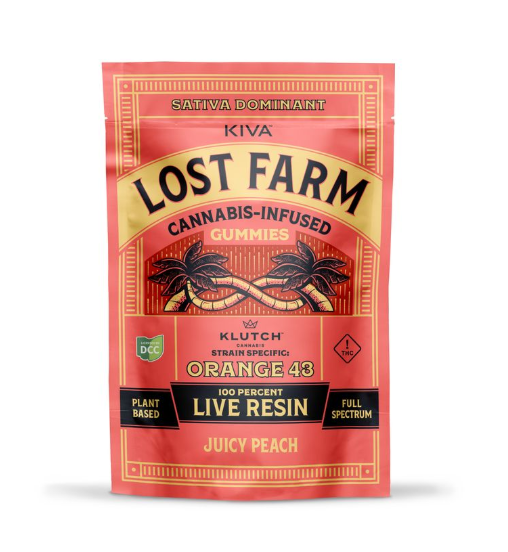 Photograph of product: Lost Farm | Juicy Peach 10pc | 100mg Live Resin Gummies