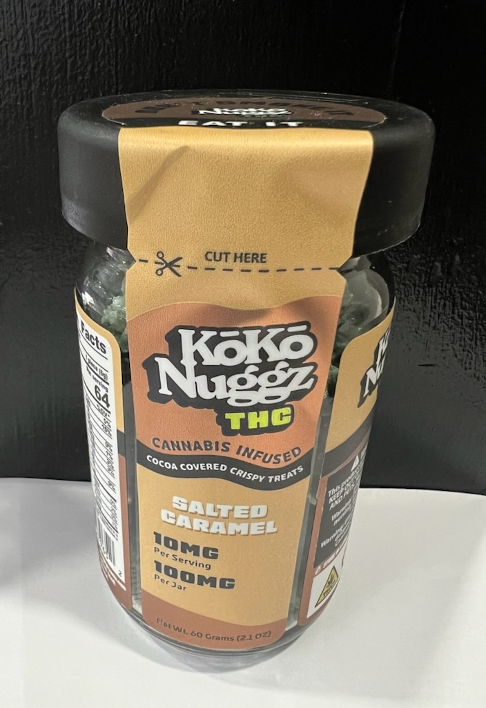 Photograph of product: Koko Nuggz | Crispy Treats | Salted Caramel | 100mg