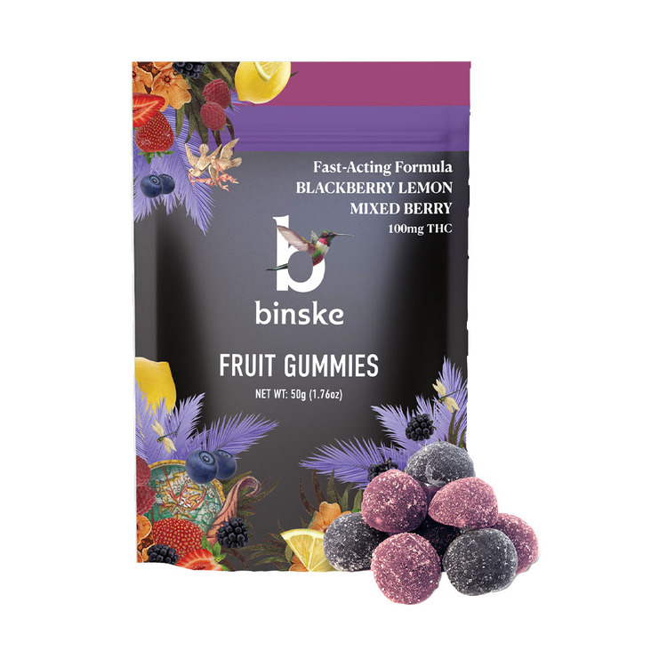 Photograph of product: Binske: Blackberry Lemon/Mixed Berry - Fruit Gummies 10pk 100mg