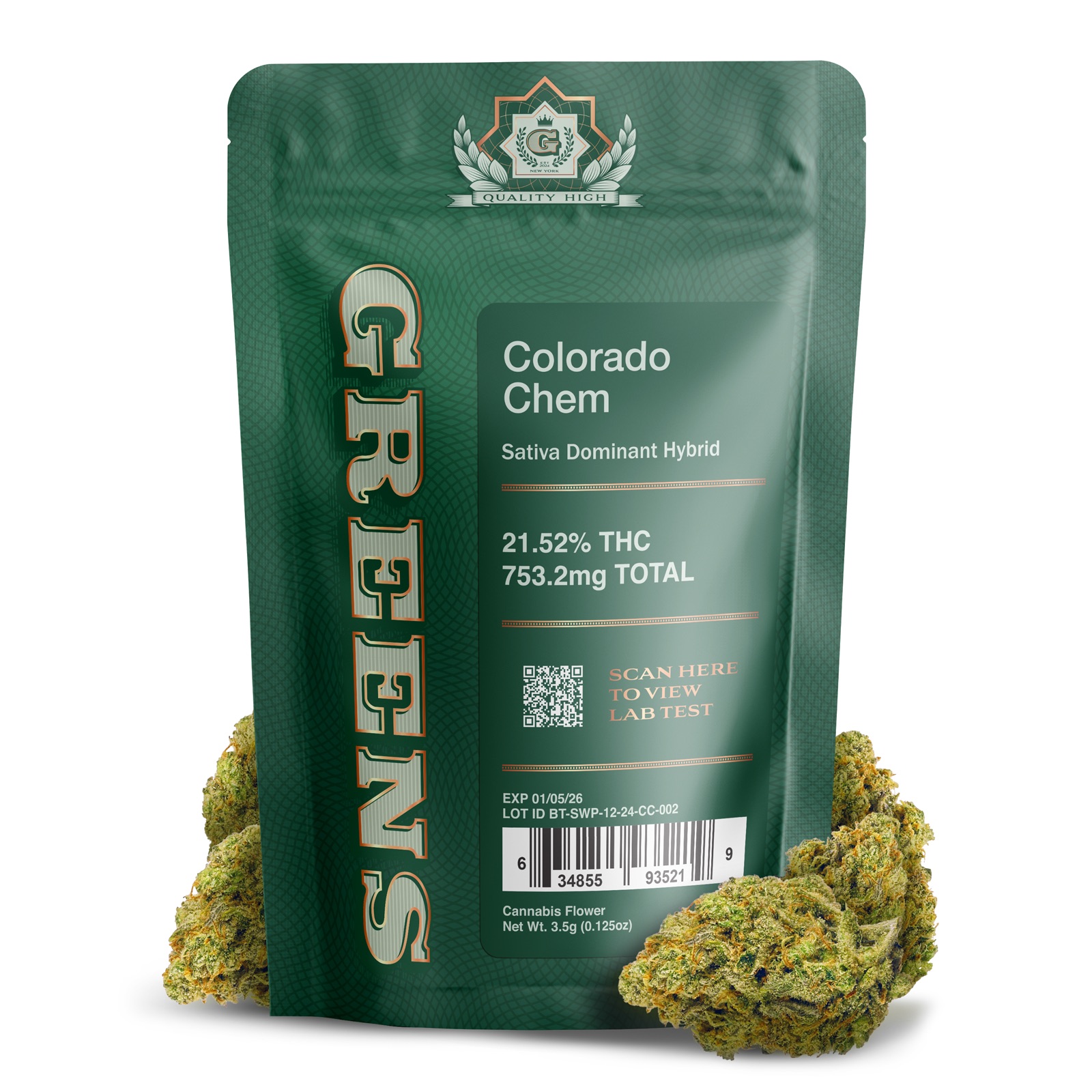Photograph of product: Greens | Colorado Chem | Flower 3.5g