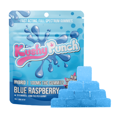 Photograph of product: Kushy Punch / Gummies / 100mg / Blue Raspberry