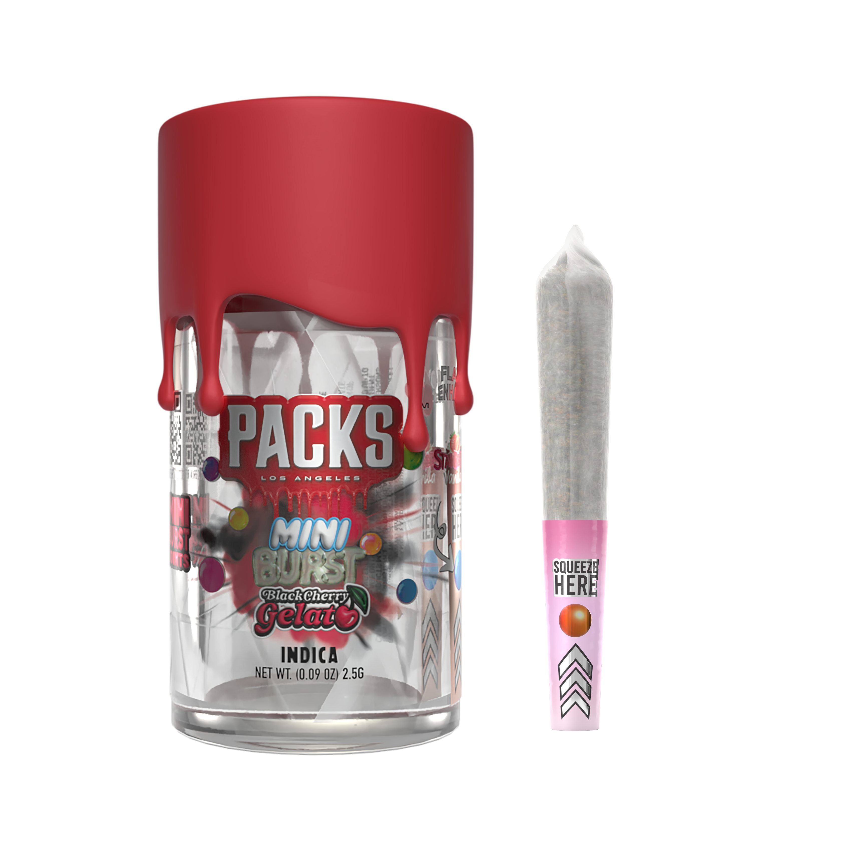 Photograph of product: BLACK CHERRY GELATO  | Packs Mini Bursts - 5 Pack Infused Mini Joints | 2.5G