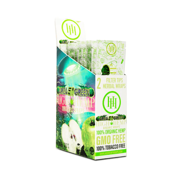 Photograph of product: High Hemp Organic Hemp Wrap Area 51 Green Apple 2pk