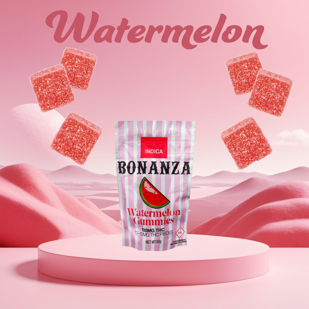Photograph of product: Bonanza (I) Watermelon Gummies 100mg