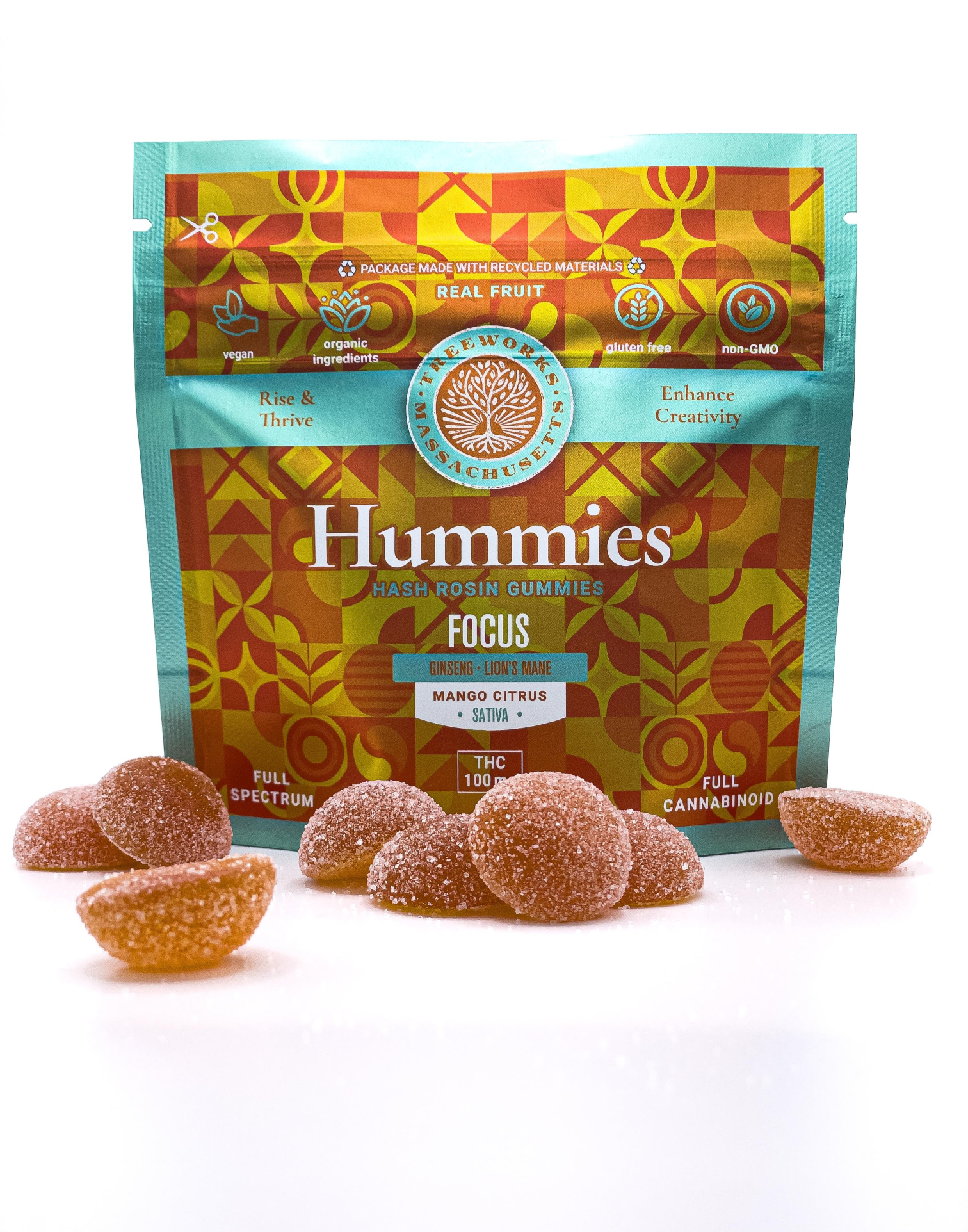 Photograph of product: Focus Hummies: Mango Citrus 10mg Gummies (Oui'd) - 100mg