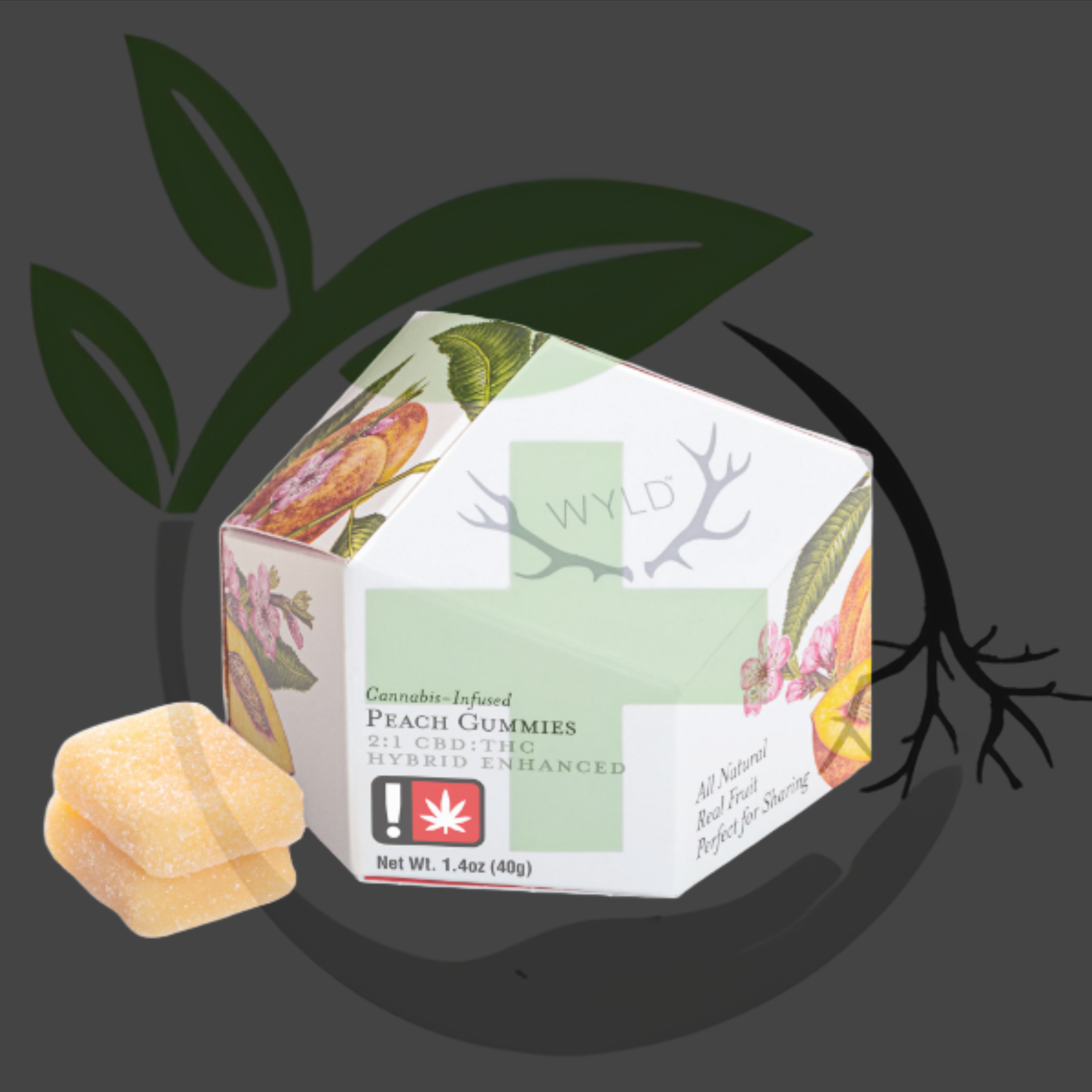 Photograph of product: Gummy - TF - WYLD - 100mg 10pc - Peach 2:1 CBD