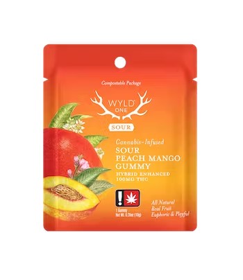 Photograph of product: Sour Peach Mango Single Gummy 100mg