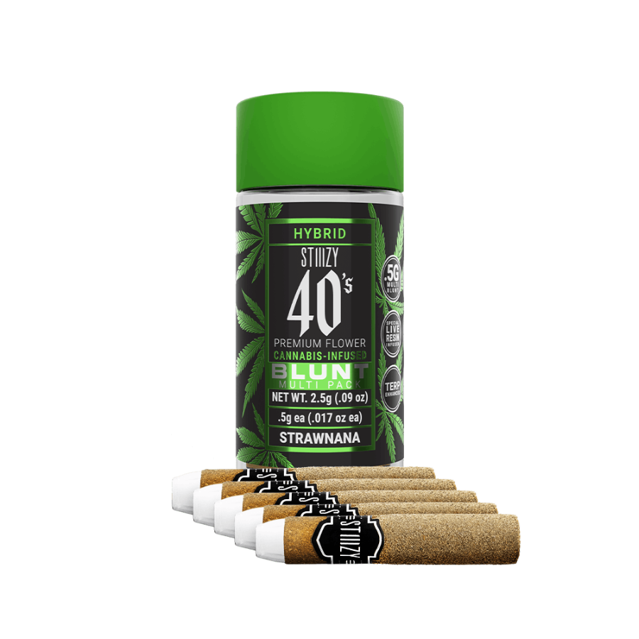 Photograph of product: STIIIZY 40's Strawnana (H) Infused Blunts 5pk