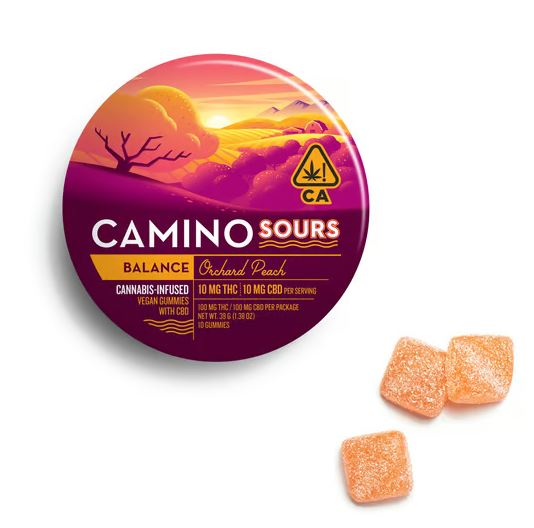 Photograph of product: Camino: Sours Orchard Peach 1:1 (THC:CBD) | 100mg THC | 10pk