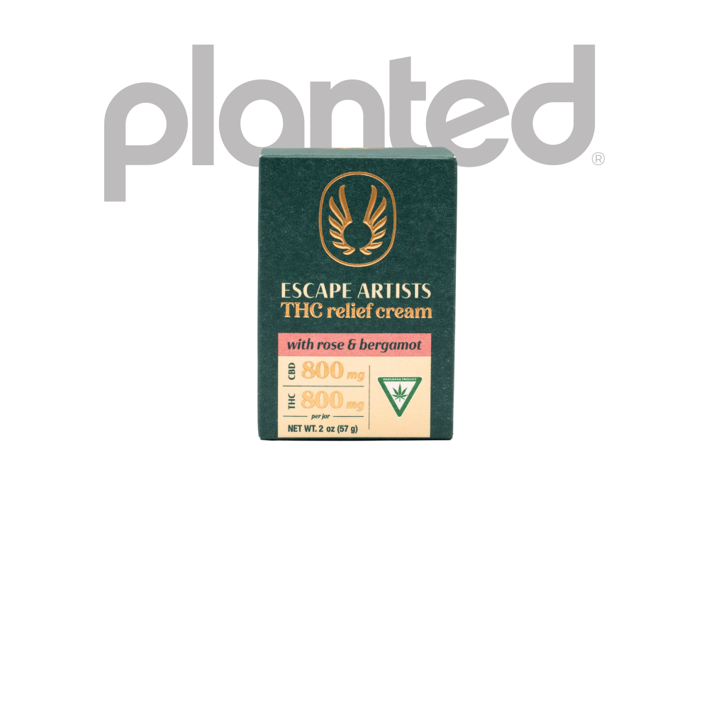 Photograph of product: ESCAPE ARTIST | ROSE & BERGAMOT | RELIEF CREAM | TH-oui\CBD | 800MG | REC