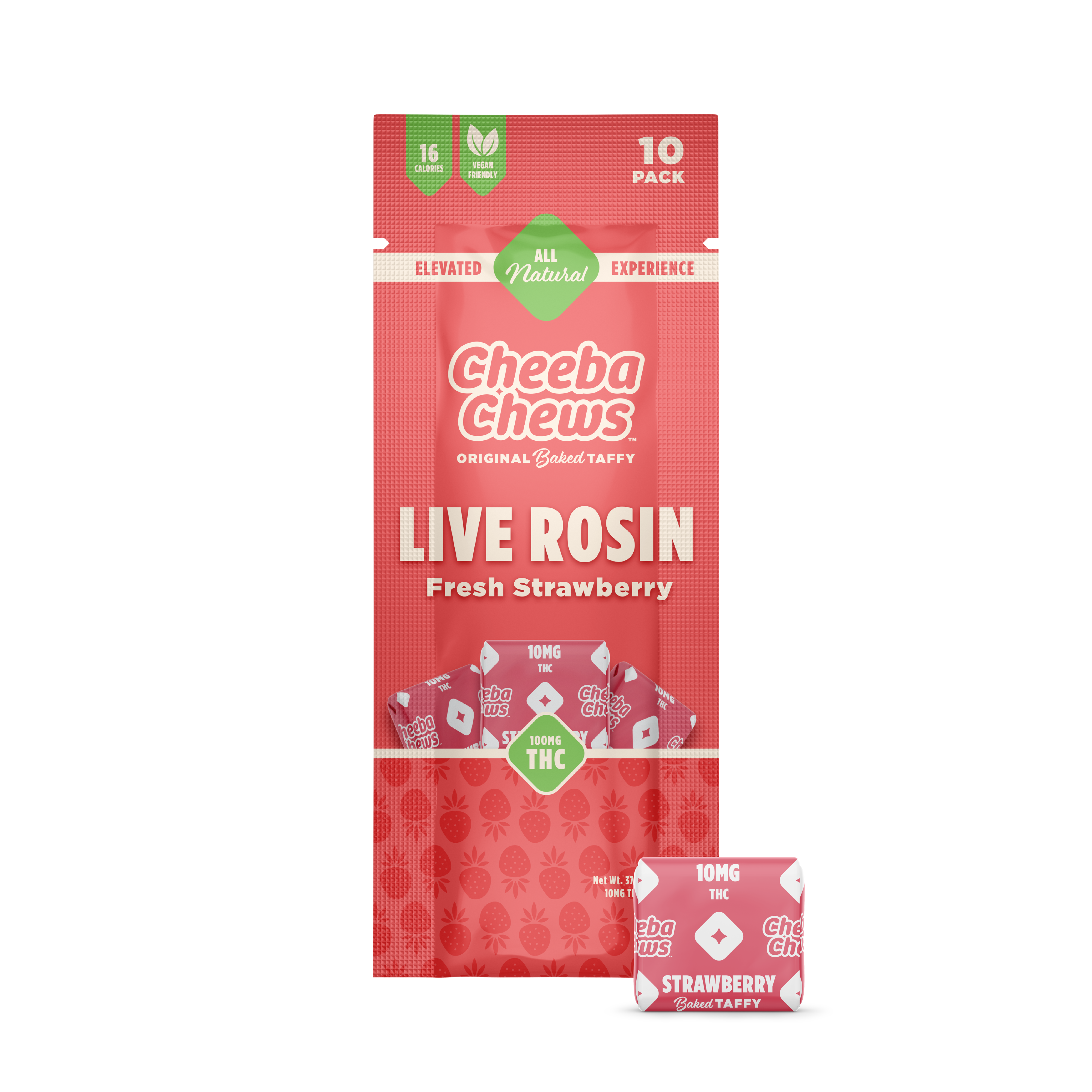 Photograph of product: Cheeba Chews | 100mg Live Rosin Strawberry Taffy | S