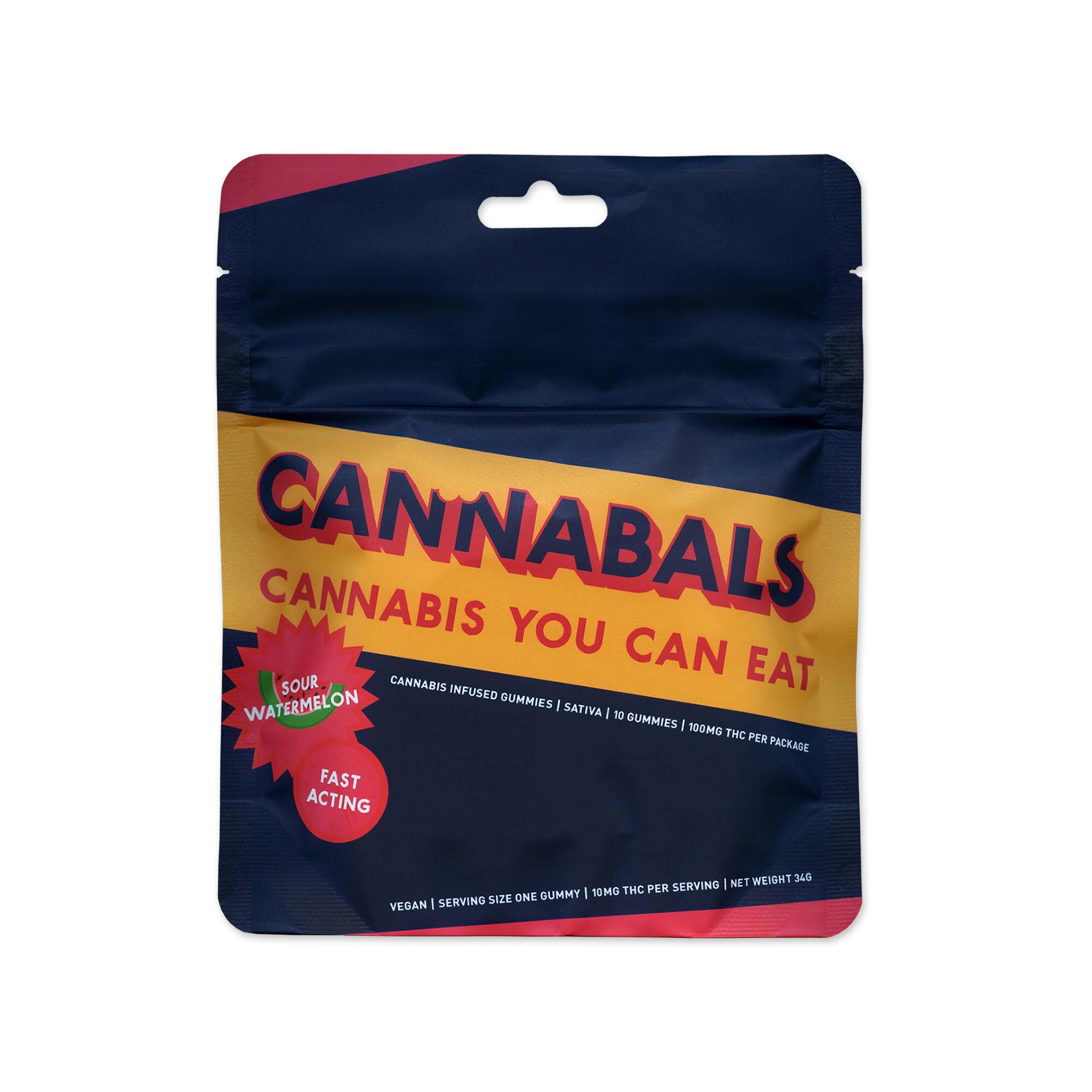 Photograph of product: Cannabals | Sour Watermelon Fast Acting Gummies 10pk, 100mg