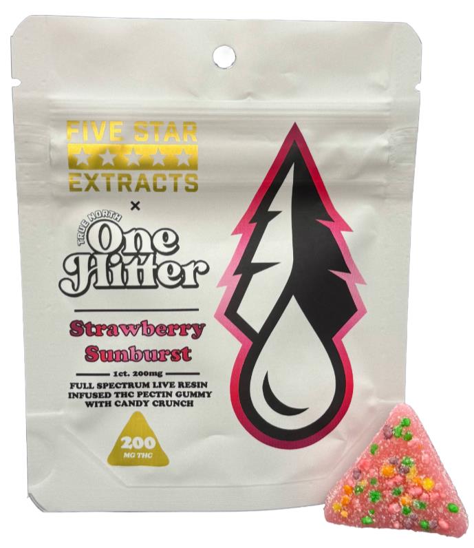 Photograph of product: True North | Strawberry Sunburst One Hitter Gummy | 200mg Live Resin