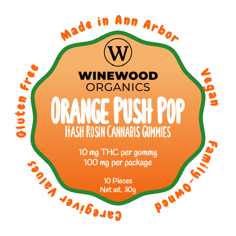 Photograph of product: au chocolat Rosin Gummies | Orange Push Pop | 100mg (10mg each)