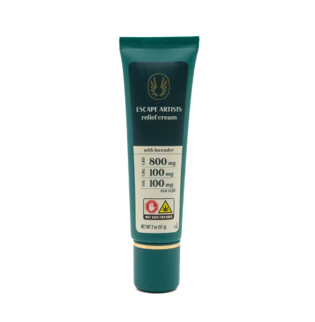 Photograph of product: Escape Artists Relief Cream Tube 2.0oz- Lavender - 800mg:100mg:100mg (CBD:CBG:TH-oui)
