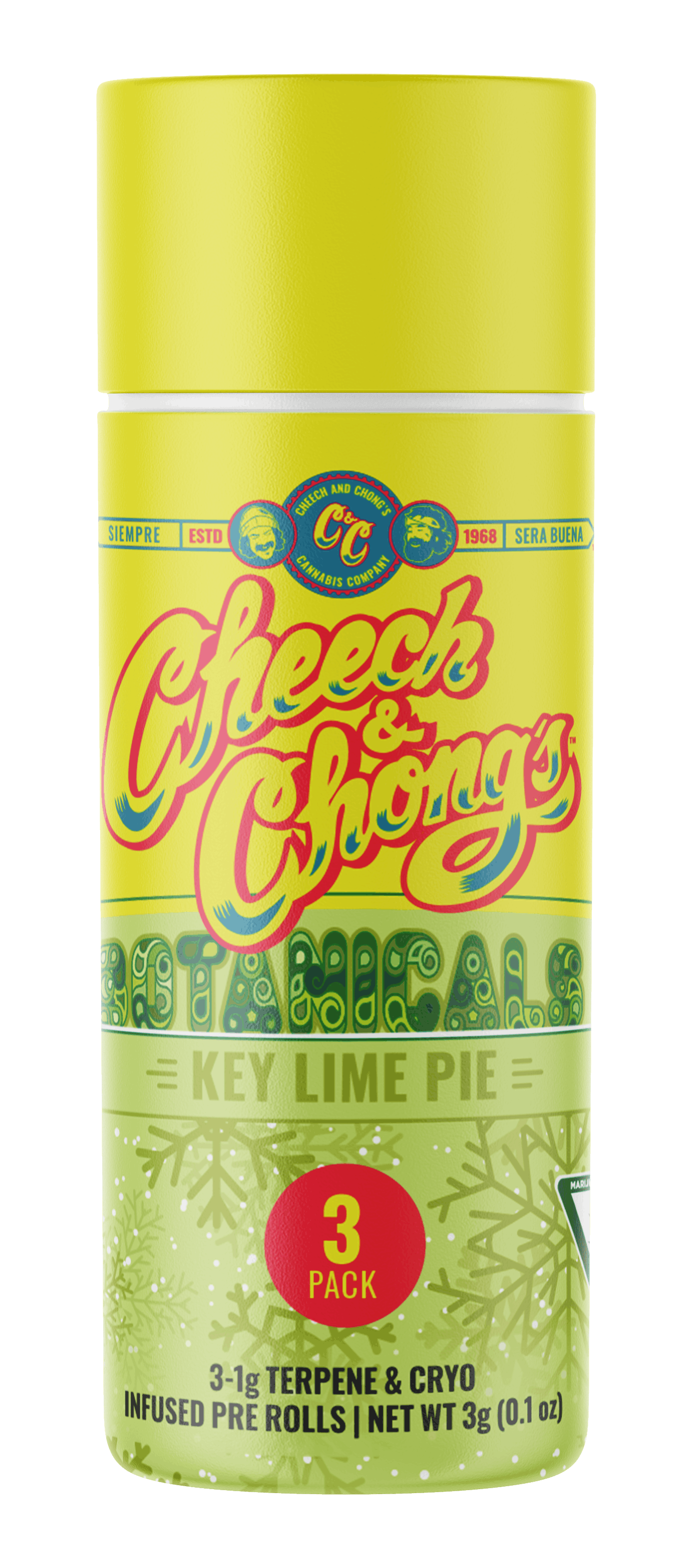 Photograph of product: Cheech & Chong - 3-Pack 1g Infused Prerolls - Key Lime Pie