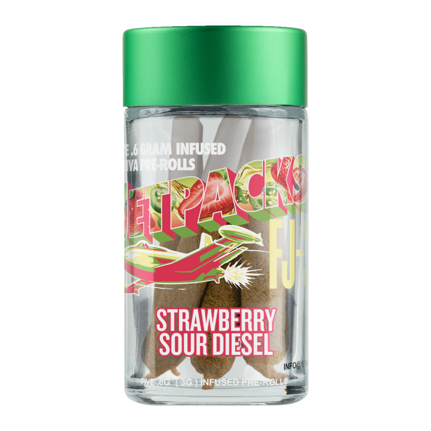 Photograph of product: Jetpacks | FJ-3 Infused | Strawberry Diesel | 5 Pack | .6g