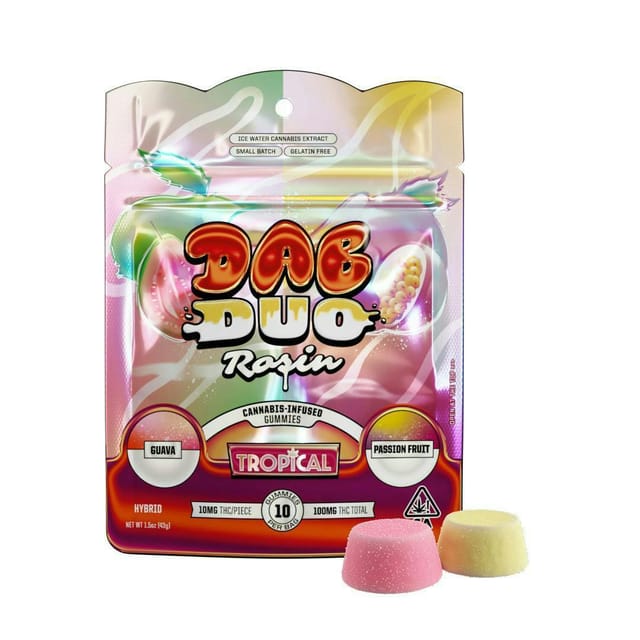 Photograph of product: Guava + Passion Fruit Dab Duos Rosin Gummies - 100mg - 