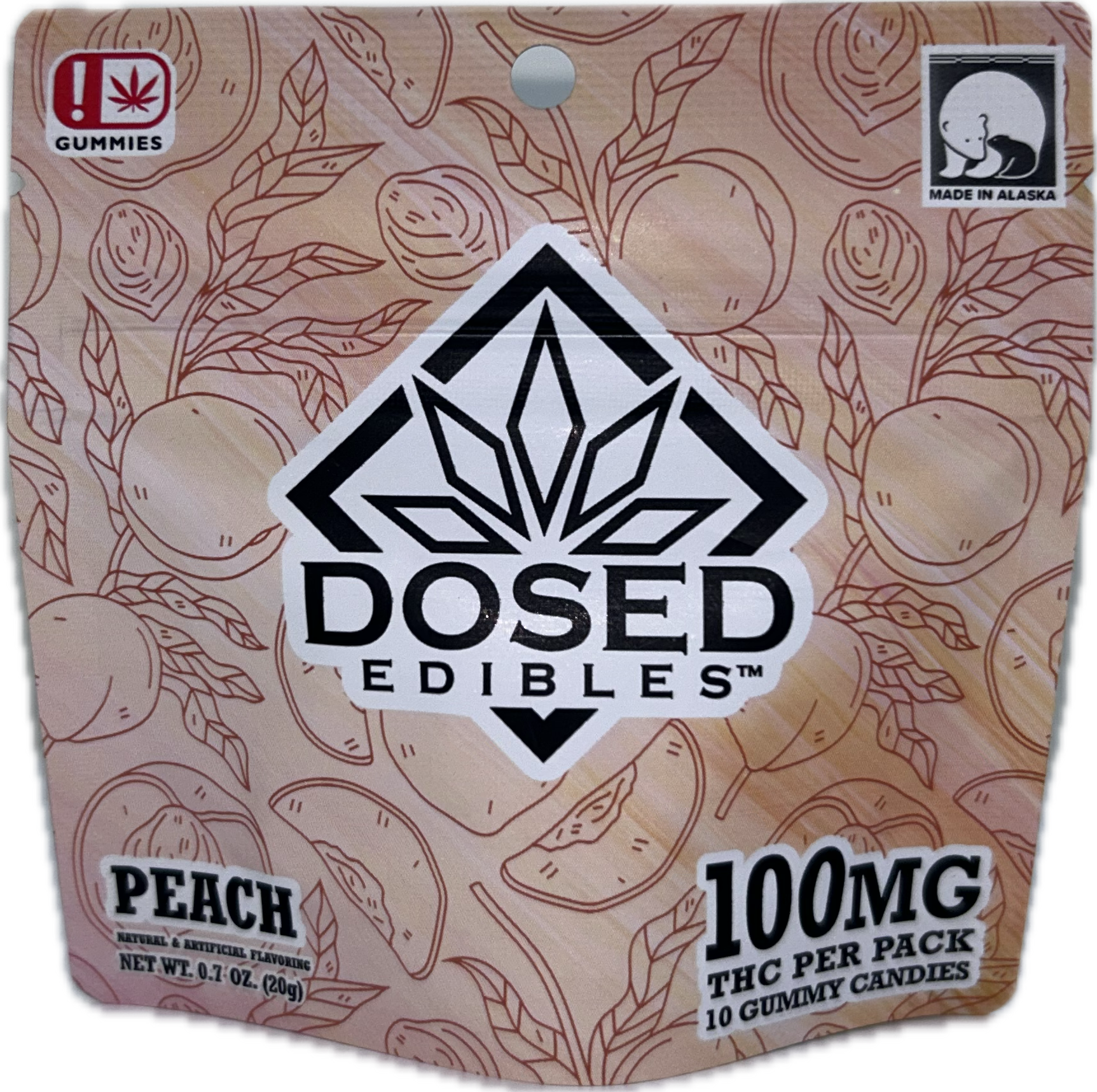 Photograph of product: Peach Gummies 10-Pack 100mg