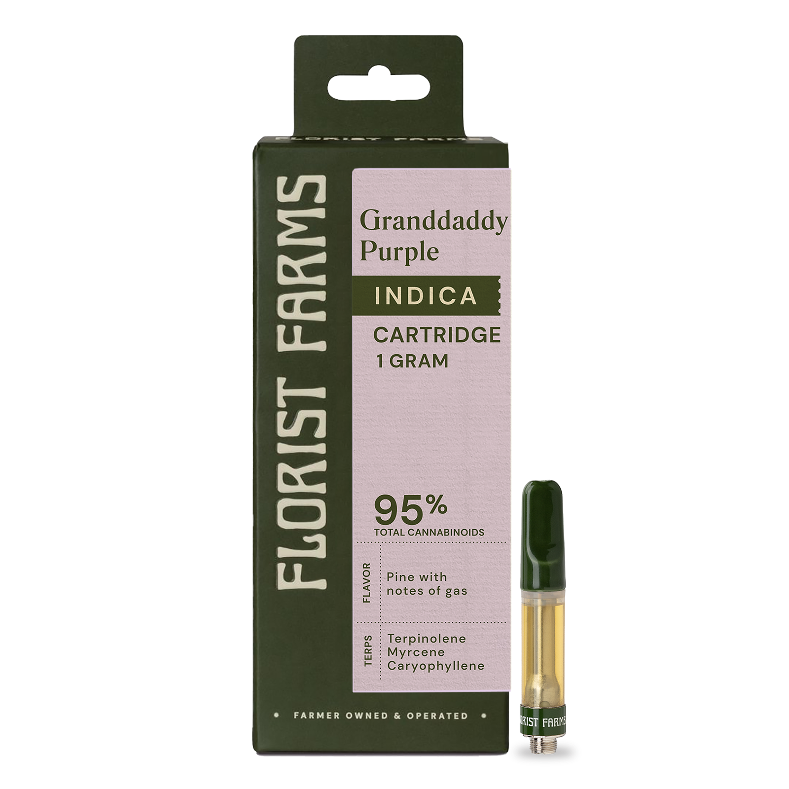 Photograph of product: Florist Farms | Grand Daddy Purp | Vape Cartridge | 1g | Oui'd