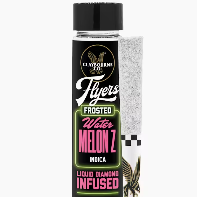 Photograph of product: Claybourne Co Flyers Frosted Watermelon Z Oui'd Infused Preroll 2pk 1g