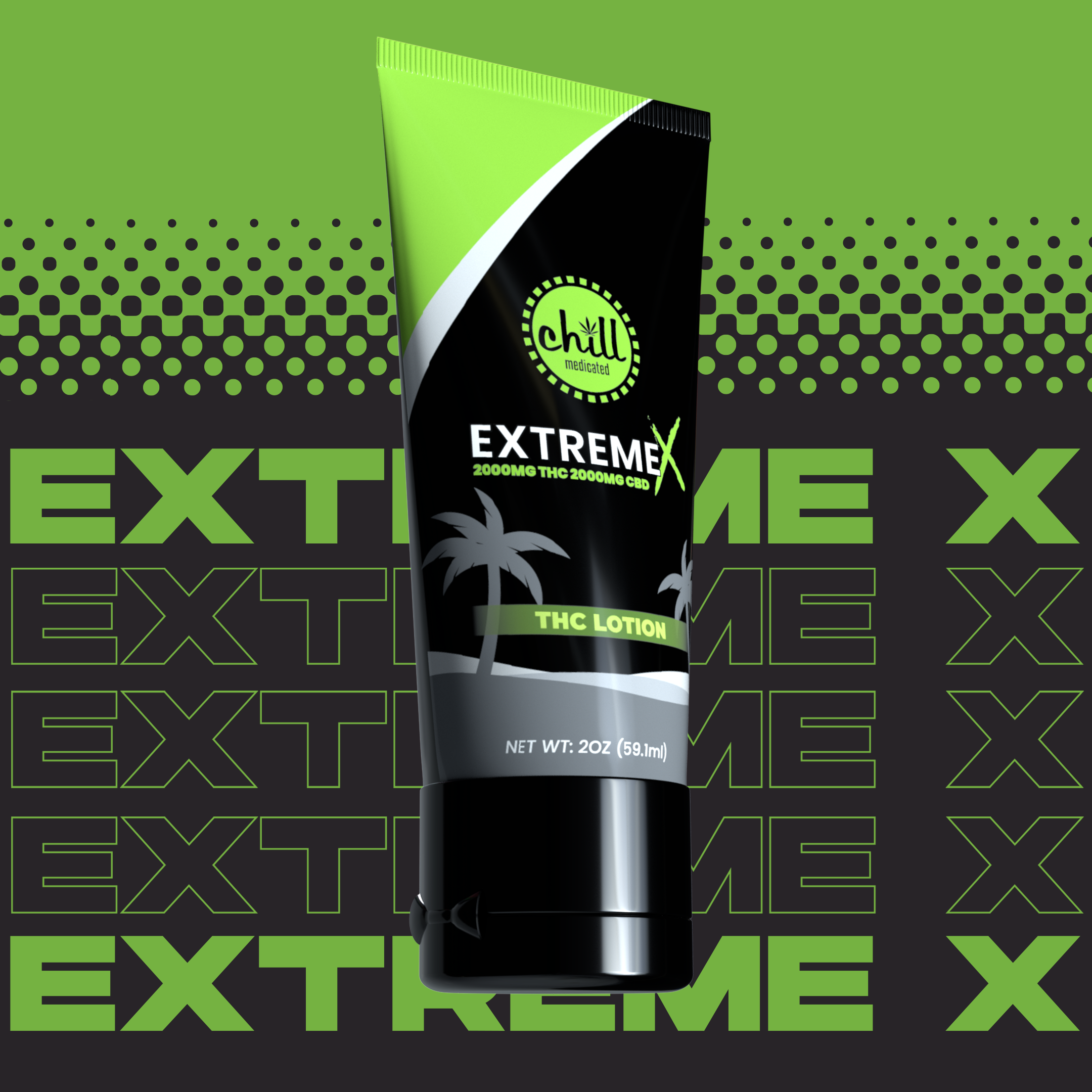 Photograph of product: Chill Medicated Extreme X 1:1  TH-oui:CBD 4000MG Lotion