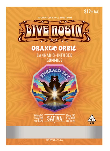 Photograph of product: Orange Orbit Live Rosin Gummies - 100mg - 