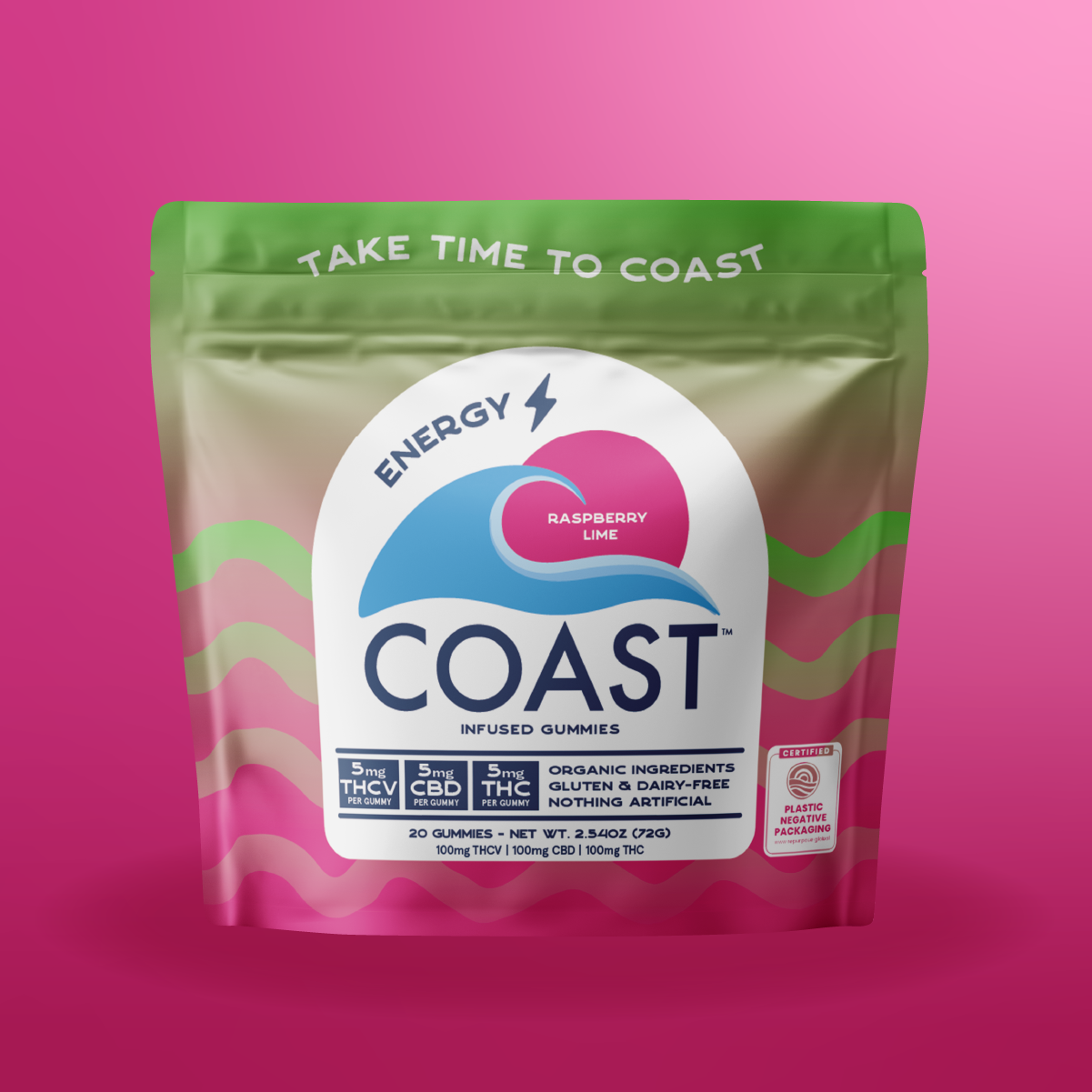 Photograph of product: Gummies | Raspberry Lime Gummies | 1:1:1 | 5mg Per Serving | 20 Servings