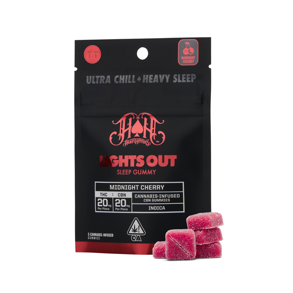 Photograph of Product: Midnight Cherry | Indica - Lights Out CBN Sleep Gummies - 100mg THC | 100mg CBN