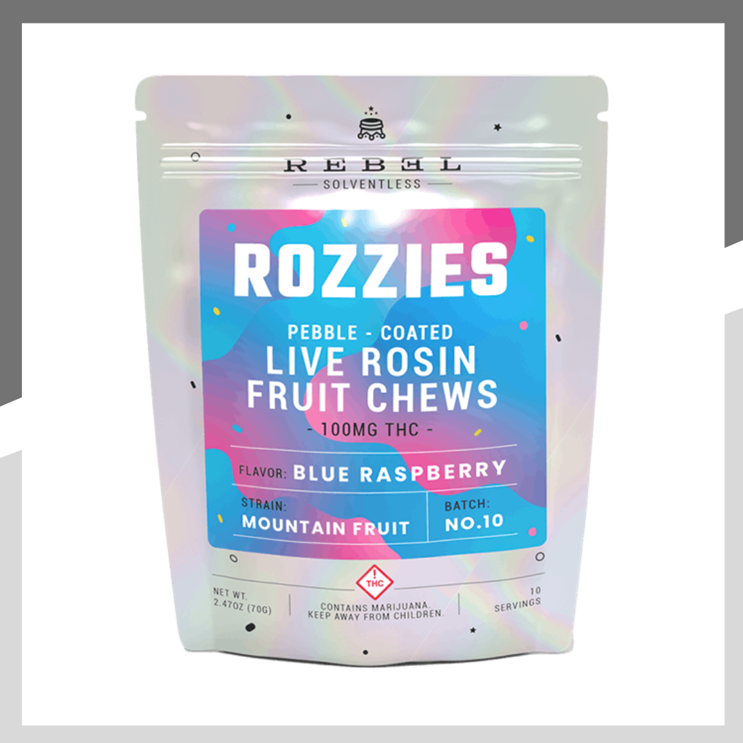 Photograph of product: Blue Razz Rozzies | Candy | 10pk | 100mg