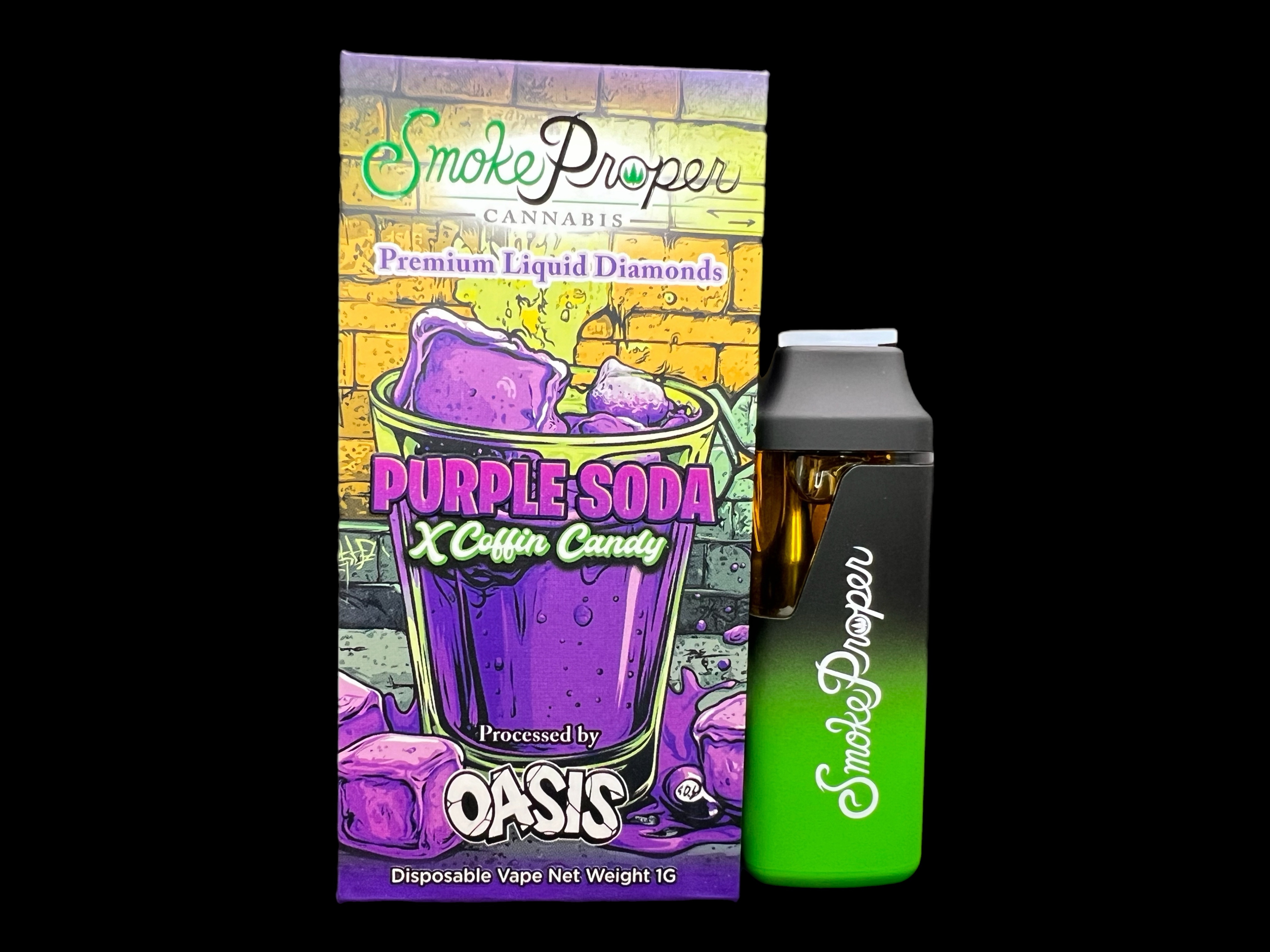 Photograph of product: Smoke Proper: Purple Soda x Coffin Candy liquid Diamonds Disposable