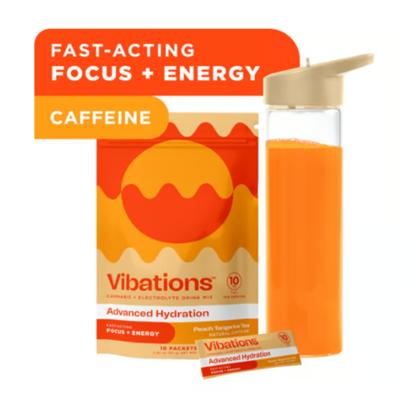 Photograph of product: (Drink) Vibations | Peach Tangerine Tea Fast Acting Drink Mix 10Pk - Oui'd (GF)(V)