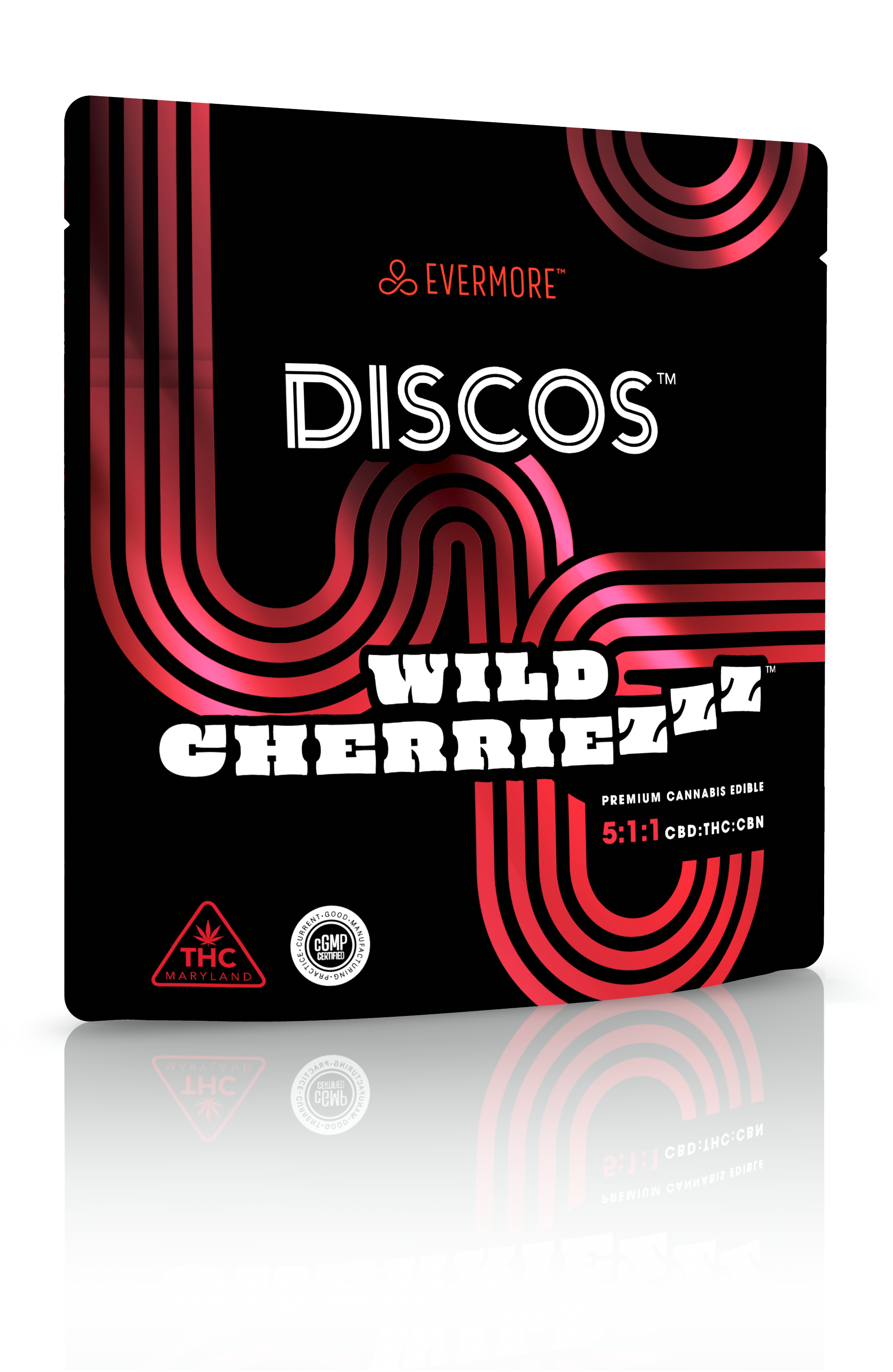 Photograph of Product: Evermore: Wild Cherriezzz Discos 5:1:1 CBD:THC:CBN 100mg