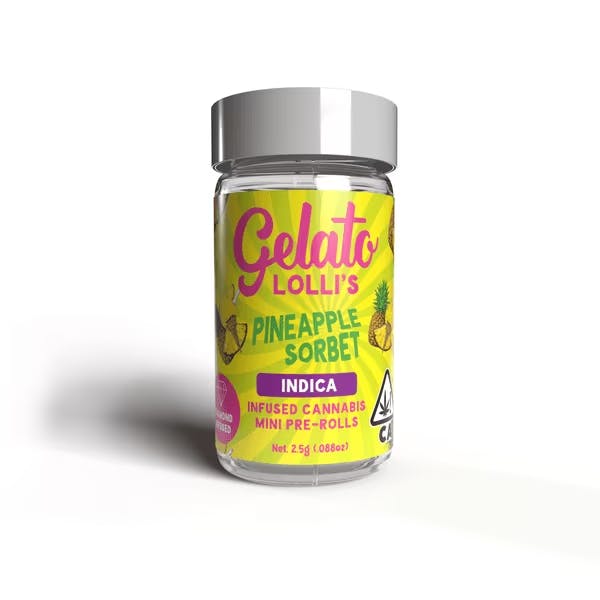 Photograph of product: Pineapple Sorbet Lolli's Infused Prerolls 5pk - 3g - 