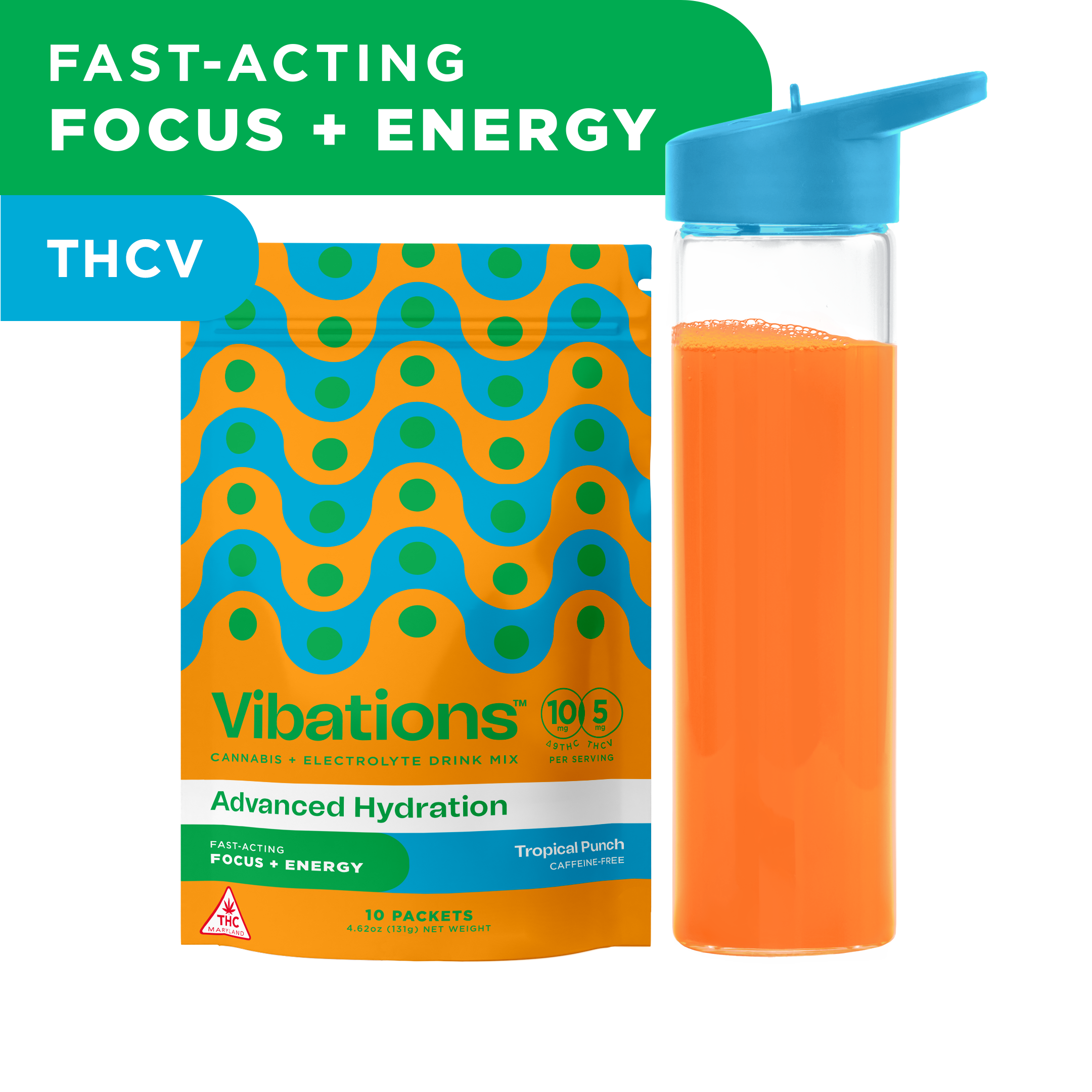 Photograph of product: Vibations: Tropical Punch Drink Mix 2:1 TH-oui:TH-ouiV 100mg
